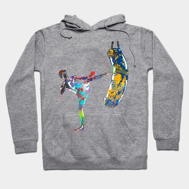 Kickbox Male Martial Artist Hoodie by RosaliArt